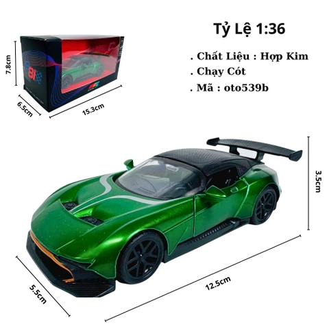 Mô Hình Xe Đua Xanh Lá tỉ lệ 1:36 Hợp kim có thể mở cửa - bánh sau chạy cót - Dài 12.5cm - rộng 5.5cm - cao 3.5cm - nặng : 300gram - FULL BOX : box màu SKU : oto539b
