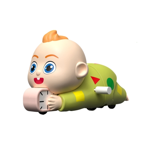 Mô hình em bé nằm áo xanh chạy cót - Cao : 5.5cm - Dài : 10cm - Hộp Màu - (VAT E523-59) - K78-T5-S11