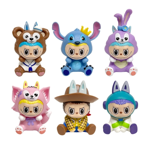 Hàng Cao Cấp - Mô hình labubu bộ 6 labubu Cosplay bản A - cao 6-7cm - Nặng 300gram - Bọc Túi - Hộp Màu - K21-T2-S10