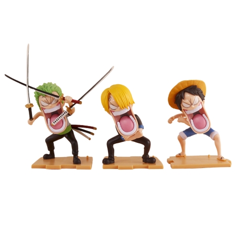 Mô Hình OnePiece Bộ 3 Luffy - Zoro - Sanji - Cao 12cm - nặng 300gram - Bọc túi OPP - Hộp Màu - N3-K42-T1-S3