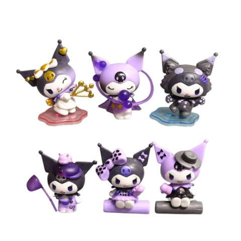 ( Giá 1 con - Bộ 6 con - Đặt Số Lượng 6 ) - Mô hình kuromi bộ 6 kuromi - cao 7-8cm - Nặng 300gram - Bọc Túi - Full box - Có hộp màu SKU : hm144 ( VAT : G873-79 ) K32-T1-S2