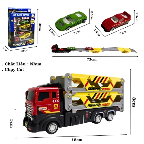 Mô Hình Xe Tải Đỏ Vàng đường ray - bánh sau chạy cót - Dài 18cm - rộng 5cm - cao 8cm - nặng : 1kg5 - FULL BOX : box màu SKU : oto514a