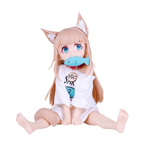Mô Hình Uchi no Neko ga Onnanoko de Kawaii Ngồi Gặm Cá - Cao 13cm Nặng 322gram - Figure Mèo Anime Dễ Thương - Hộp Màu- K20-T3-S11