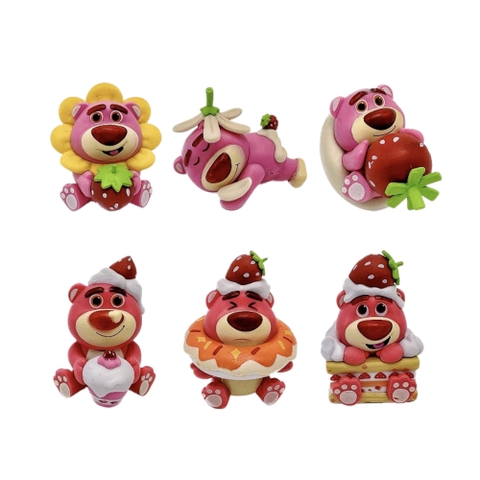 ( Giá 1 con - Bộ 6 con - Đặt Số Lượng 6 ) - Mô Hình bộ 6 gấu dâu siêu cute Cao 5.5 - 7.9cm - nặng 300gram , Figure gấu dâu - No box - SKU : bo45 ( VAT : G873-78 )-    K13-T2-S3