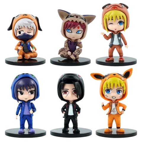 Mô hình Naruto Bộ 6 nhân vật Naruto Đội Mũ - Cao 7-9cm - nặng 300gram - Figure Naruto - Hộp Màu - K23-T1-S10
