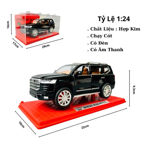 Mô Hình Xe Toyota Đen tỉ lệ 1:24 Hợp kim có thể mở cửa - Âm thanh Đèn - Dài 22cm - rộng 9cm - cao 6.3cm - nặng : 800gram - FULL BOX : box màu SKU : oto473b -  K55-T3-S7