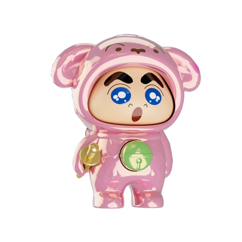Móc Khoá mô hình shin đầu gấu màu hồng bóng - cao : 9cm - figure shin - Hộp Màu n5