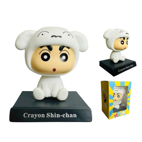 Mô Hình Shin cosplay chó trắng lắc đầu - cao 13cm - ngang 9cm - dọc 7cm - nặng 200gram + Hộp Màu N1-K25-T4-S2