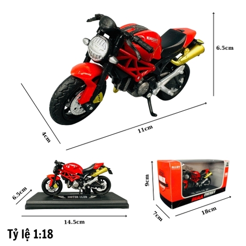 Mô Hình xe máy Đỏ Yên Đen Bô Vàng 1:18 Hợp kim - Dài 11cm - rộng 4cm - cao 6.5cm - nặng ~ 300gram - FULL BOX : box màu SKU : oto425 - K70-T1-S9
