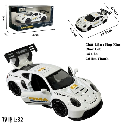Mô Hình Xe Poscher Trắng , tỉ lệ 1:32 Hợp kim có thể mở cửa - bánh sau chạy cót - Có Âm Thanh - Dài 15.5cm - rộng 6.5cm - cao 4.5cm - nặng : 500gram - FULL BOX : box màu SKU : oto492b - K67-T4-S1