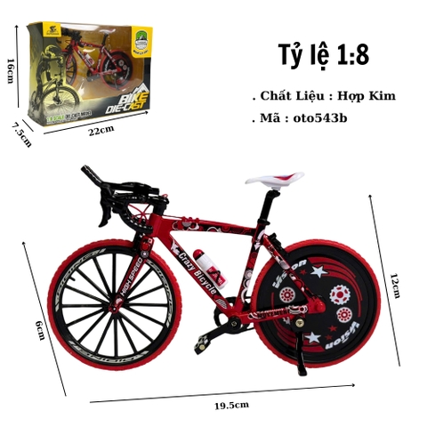 Mô Hình xe đạp đua đỏ full bánh sau 1:8 Hợp kim - Dài 19.5cm - rộng 6cm - cao 11.5cm - nặng ~ 300gram - FULL BOX : box màu SKU : oto544c