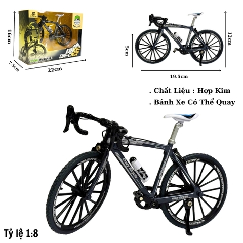 Mô Hình xe đạp đua màu đen . tỉ lệ 1:8 - Dài 19.5cm - rộng 5cm - cao 12cm - nặng : 200gram - FULL BOX . SKU : oto542c - K68-T3-S7