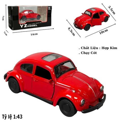 Mô Hình Xe volkwagen đỏ , tỉ lệ 1:43 Hợp kim có thể mở cửa - bánh sau chạy cót - Dài 10cm - rộng 4.5cm - cao 3.5cm - nặng : 200gram - FULL BOX : box màu SKU : oto496 - K69-T3-S7