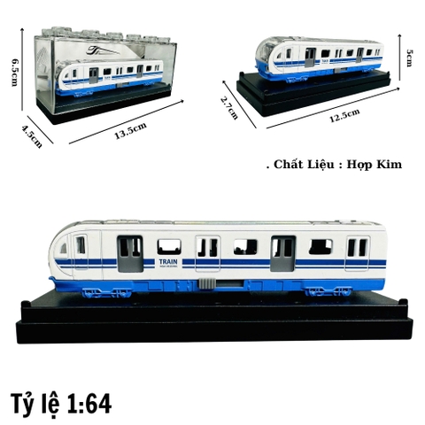 Mô Hình tàu hoả Trắng 1:64 Hợp kim - Dài 12.5cm - Cao 5cm - Rộng : 4.5cm - nặng : 300gram - Hộp Nhựa Trong SKU : oto464b K55-T2-S2