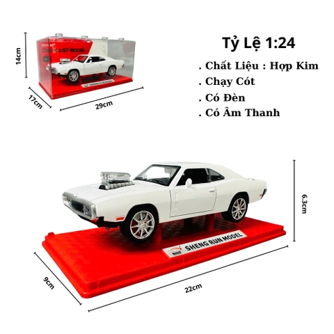 Mô Hình Xe đua trắng tỉ lệ 1:24 Hợp kim có thể mở cửa - Âm thanh Đèn - Dài 22cm - rộng 9cm - cao 6.3cm - nặng : 800gram - FULL BOX : box màu SKU : oto473j -  K55-T3-S9