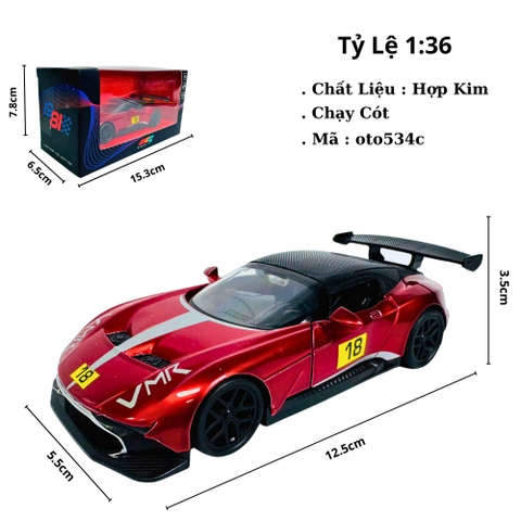 Mô Hình Xe Đua Đỏ Đậm tỉ lệ 1:36 Hợp kim có thể mở cửa - bánh sau chạy cót - Dài 12.5cm - rộng 5.5cm - cao 3.5cm - nặng : 300gram - FULL BOX : box màu SKU : oto534c - K53-T3-S3