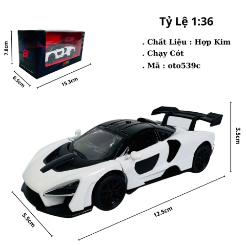 Mô Hình Xe Đua Trắng tỉ lệ 1:36 Hợp kim có thể mở cửa - bánh sau chạy cót - Dài 12.5cm - rộng 5.5cm - cao 3.5cm - nặng : 300gram - FULL BOX : box màu SKU : oto539c - K52-T4-S8