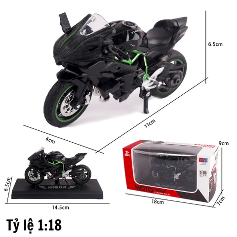 Mô Hình xe máy Đen lé xanh 1:18 Hợp kim - Dài 11cm - rộng 4cm - cao 6.5cm - nặng ~ 300gram - FULL BOX : box màu SKU : oto424 - K70-T2-S10