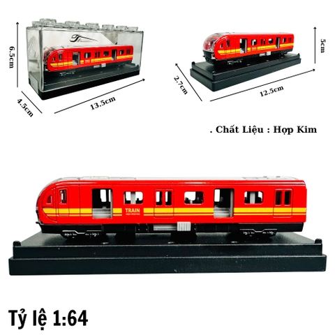 Mô Hình tàu hoả đỏ 1:64 Hợp kim - Dài 12.5cm - Cao 5cm - Rộng : 4.5cm - nặng : 300gram - Hộp Nhựa Trong SKU : oto464a K55-T2-S1