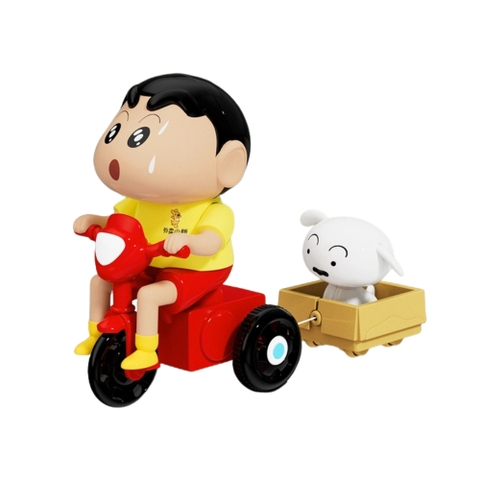 mô hình shin đèo cún áo vàng dây cót - cao : 10.5cm - figure shin - hộp màu