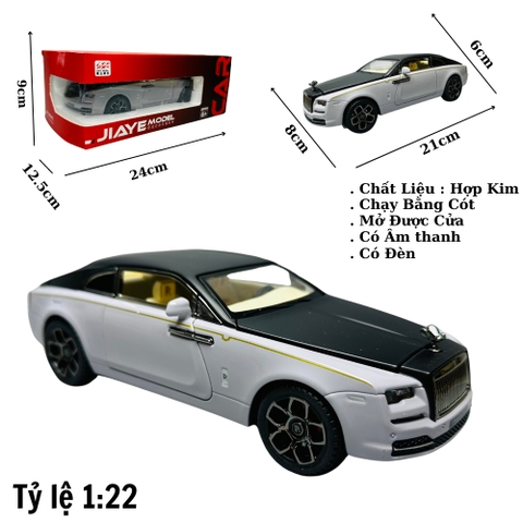 Mô Hình Xe rolls royce sữa mui đen 1:22 Hợp kim có thể mở cửa - bánh sau chạy cót - Có tiếng - đèn pha sáng - Dài 21cm - rộng 8cm - cao 6cm - nặng ~ 800gram - FULL BOX : box màu SKU : oto133