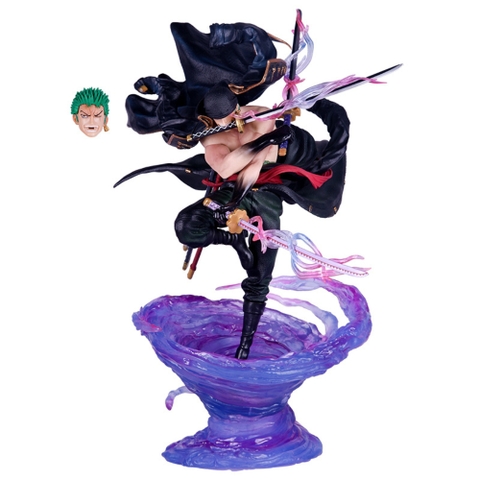 Mô Hình OnePiece Zoro dáng đứng có base Tặng Led dây - Phụ kiện : kiếm + hiệu ứng - Cao 37cm Nặng 1400gram - Figure OnePiece - Full Box - K17-T4-S10