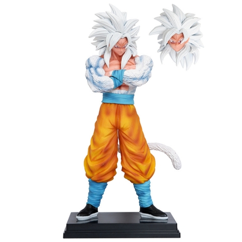 Mô Hình Songoku SSJ4 Tóc Trắng dáng đứng khoanh tay + đầu thay thế - Cao 31.5cm - Nặng 950gram - Box màu - Figure anime Dragon ball - K29-T1-S9