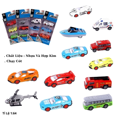 Mô Hình 1 vỉ 3 Xe Tổng Hợp  T4 - Cao 23cm - Ngang 10cm - Vỉ Nhựa SKU : oto-QZ616-D - ( Vat : 003-03-30 )
