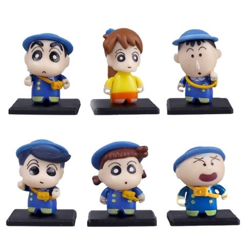 Mô hình Bộ 6 các nhân vật Shin Bút Chì Đi Học - Cao 4cm - nặng 200gram - Figure Shin - No Box K33-T3-S6