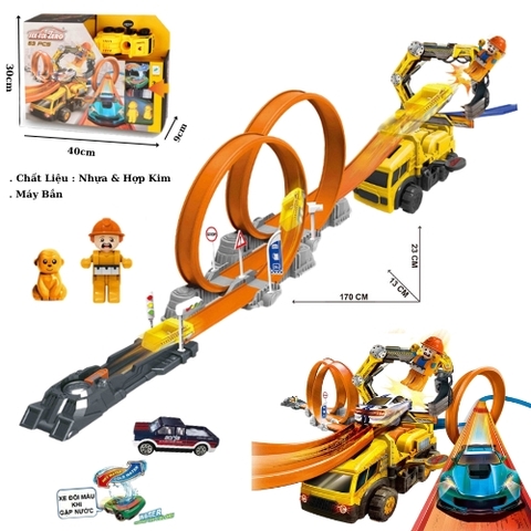 Mô Hình xe màu vàng lắp Ráp Đường Ray 660-A99 - Máy Bắn - Dài 170cm - rộng 13cm - cao 23cm - nặng : 1kg5 - FULL BOX : box màu SKU : oto508b