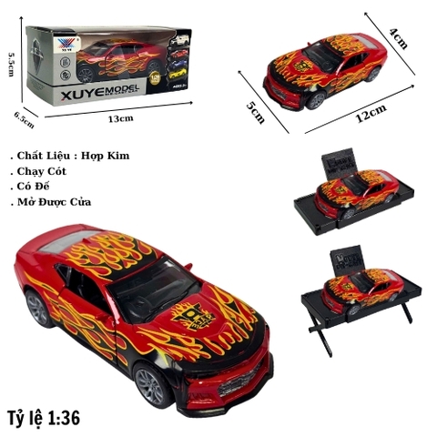 Mô Hình Oto Đua đỏ họa tiết lửa . tỉ lệ 1:36 - Chạy Cót - Có Kèm Đế - Dài 12cm - rộng 5cm - cao 4cm - nặng : 400gram - FULL BOX . SKU : oto524a - K114A72 - K53-T3-S6