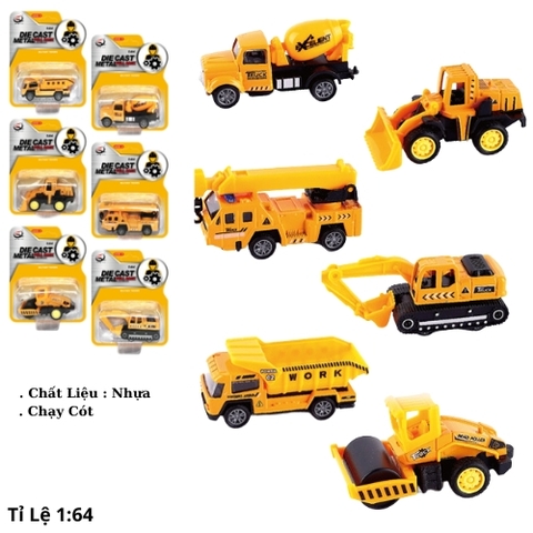Mô Hình Xe công trình các loại , tỉ lệ 1:64 -  Cao 4.6cm - Ngang 12cm - vỉ nhựa SKU : oto-QZ614-C - ( Vat : 23711-1 . 56580-1 )