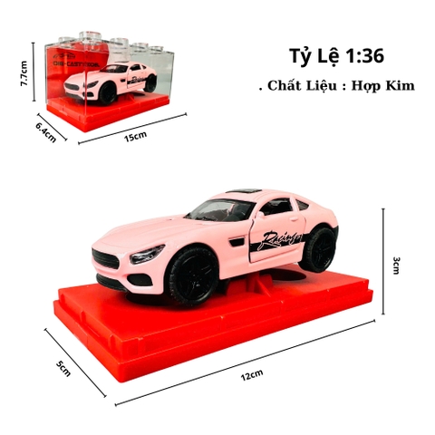 Mô Hình Xe hồng có chữ tỉ lệ 1:36 Hợp kim có thể mở cửa - Dài 12cm - rộng 5cm - cao 3cm - nặng : 300gram - FULL BOX : box màu SKU : oto474e - K55-T3-S7