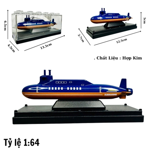Mô Hình tàu ngầm xanh nâu 1:64 Hợp kim - Dài 12.5cm - Cao 5cm - Rộng : 4.5cm - nặng : 300gram - Hộp Nhựa Trong SKU : oto471b K55-T4-S5