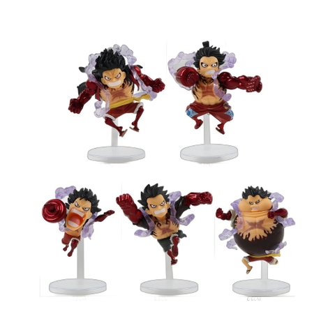Mô hình OnePiece Bộ 5 Luffy gear 4 trạng thái Snack man - Cao 9-10cm - nặng 300gram - Phụ kiện : Đế - Figure One Piece - Bọc Túi - Hộp Màu : N3-K44-T3-S2