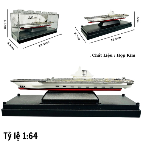 Mô Hình tàu sân bay trắng lé đen 1:64 Hợp kim - Dài 12.5cm - Cao 5cm - Rộng : 4.5cm - nặng : 300gram - Hộp Nhựa Trong SKU : oto469a K55-T1-S4