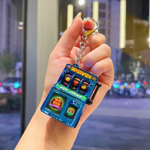 Móc Khóa Máy Quay Thưởng xanh dương big win . Dài 11cm , Rộng 3.5cm - Nặng 50gram - SKU : moc284c