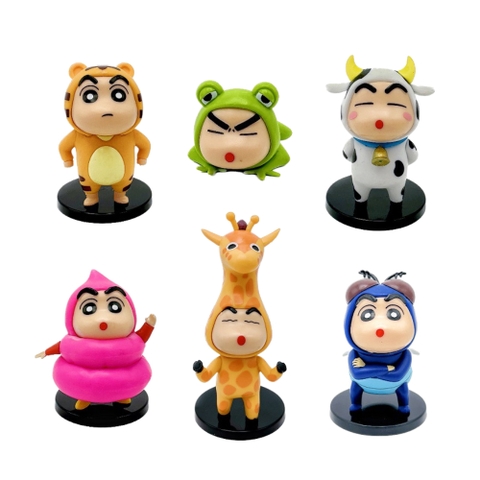 Mô Hình bộ 6 Shin cosplay động vật - Cao 4 - 13.5cm - nặng 500gram - Figure Cậu Bé Bút Chì - bọc túi OPP - Hộp Màu - Hm34 - n3-k31-t1-s2