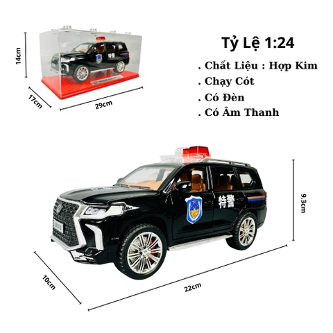 Mô Hình Xe 1:24 lexus cảnh sát màu đen Hợp kim có thể mở cửa - Âm thanh Đèn - Dài 22cm - rộng 9cm - cao 6.3cm - nặng : 800gram - FULL BOX : box màu SKU : oto473j -  K55-T2-S9