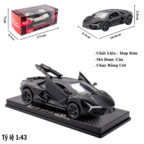 Mô Hình Xe Lamborghini Màu Đen tỉ lệ 1:43 Hợp kim có thể mở cửa - bánh sau chạy cót - Dài 10.5cm  - rộng 4.5cm - cao 2.6cm - FULL BOX : box màu SKU : oto552c - (VAT: 003-01-35) - K54-T2-S9