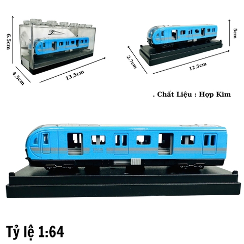 Mô Hình tàu hoả xanh 1:64 Hợp kim - Dài 12.5cm - Cao 5cm - Rộng : 4.5cm - nặng : 300gram - Hộp Nhựa Trong SKU : oto464c K55-T2-S3