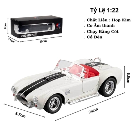 Mô Hình Xe đua cổ mui trần màu trắng tỉ lệ 1:22 Hợp kim có thể mở cửa - bánh sau chạy cót - Dài 20cm - rộng 9cm - cao 6.5cm - nặng : 800gram - FULL BOX : box màu SKU : oto483c - K69-T4-S2