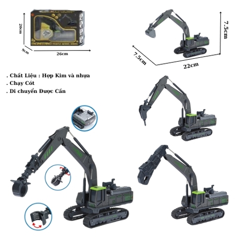 Mô Hình 4 loại Xe cần cẩu , chất liệu hợp kim và nhựa - Dài 23cm - rộng 8.5cm - cao 19cm - SKU : oto-YM702802