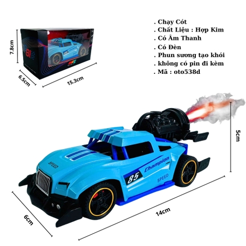 Mô Hình Xe phản lực màu xanh dương Hợp kim - bánh sau chạy cót - tạo khói - Dài 14cm - rộng 6cm - cao 5cm - nặng : 300gram - FULL BOX : box màu SKU : oto538d - K53-T1-S1
