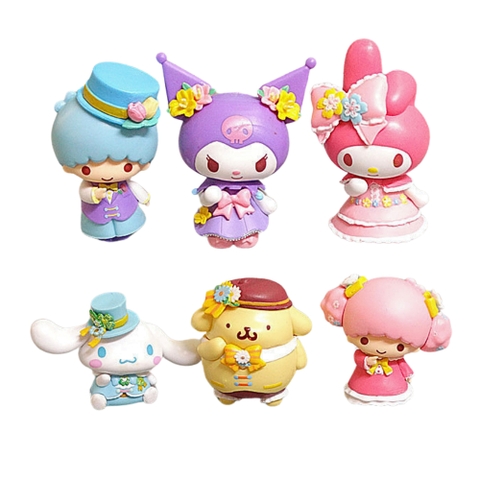 Combo6 - Mô hình kuromi bộ 6 kuromi blind box - cao 5 - 7cm - Nặng 500gram - Bọc Túi - Hộp Màu - SKU : hm27 (VAT 002-b05-90)- M-1