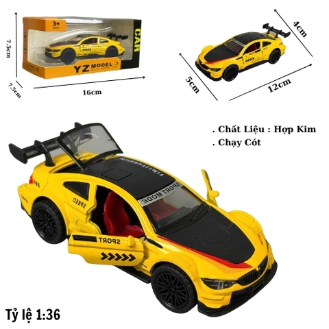 Mô Hình Xe BMW Vàng tỉ lệ 1:36 Hợp kim có thể mở cửa - bánh sau chạy cót - Dài 12cm - rộng 5cm - cao 4cm - nặng : 300gram - FULL BOX : box màu SKU : oto488a -  K67-T1-S6