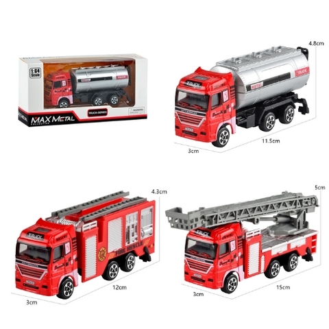 Mô Hình 3 Oto Cứu Hoả hợp kim , tỉ lệ 1:64 - Dài 12cm - rộng 3.5cm - cao 5cm- SKU : oto-CF17-F10 - ( Vat : 003-01-20 )