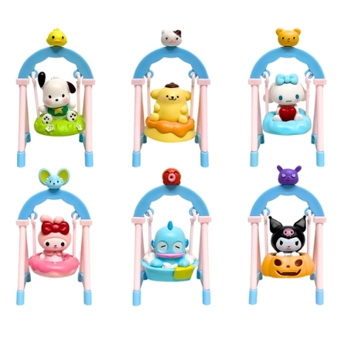 Bộ 6 Kuromi Ngồi Xích Đu blind box , siêu dễ thương - Cao 11cm - nặng 310gram - Bọc Túi - Hộp Màu - K31-T1-S7