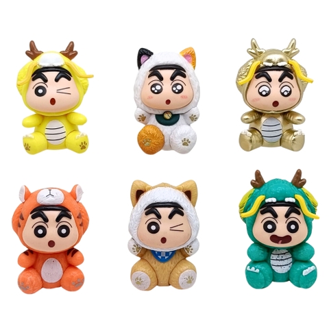 ( Giá 1 con - Bộ 6 con - Đặt Số Lượng 6 ) - Mô Hình bộ 6 Shin cosplay động vật - Cao 7cm - nặng 300gram - Figure Cậu Bé Bút Chì - bọc túi OPP - Hộp Màu - Hm40 - (VAT G873-79)-  K24-T2-S5
