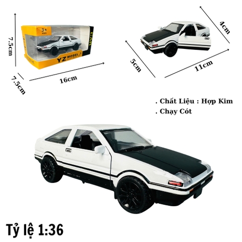 Mô Hình xe toyota AE86 tỉ lệ 1:36 Hợp kim có thể mở cửa - bánh sau chạy cót - Dài 11cm - rộng 5cm - cao 4cm - nặng : 500gram - FULL BOX : box màu SKU : oto437 - K66-T2-S7